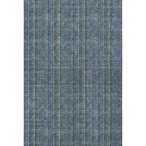 HomeRoots 5' Blue & Green Striped Washable Area Rug - Durable, UV-Protected, Easy-Care Design for Any Space 677527