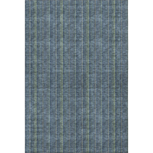HomeRoots 5' Blue & Green Striped Washable Area Rug - Durable, UV-Protected, Easy-Care Design for Any Space 677527