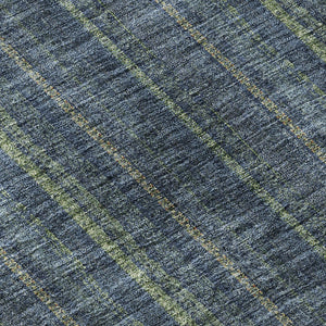 HomeRoots 8' X 10' Striped Area Rug in Blue and Green – Durable, Washable, UV Protected, Pet-Friendly Design 677529