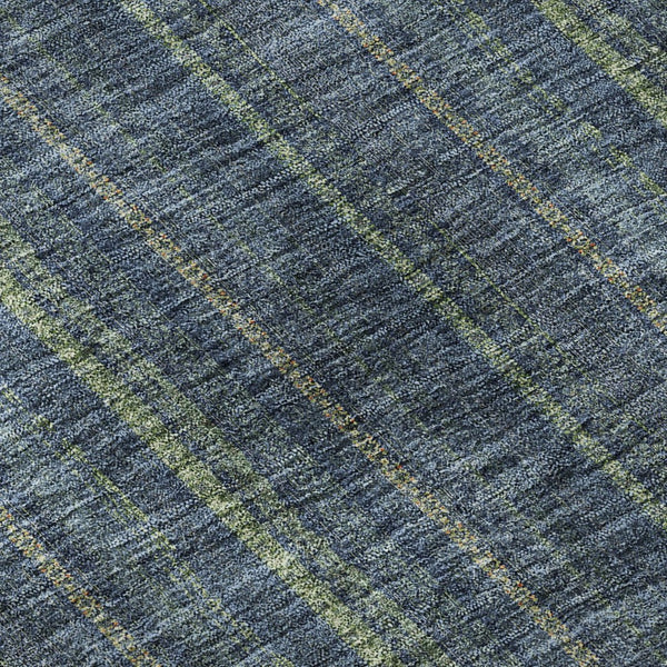 HomeRoots 8' X 10' Striped Area Rug in Blue and Green – Durable, Washable, UV Protected, Pet-Friendly Design 677529