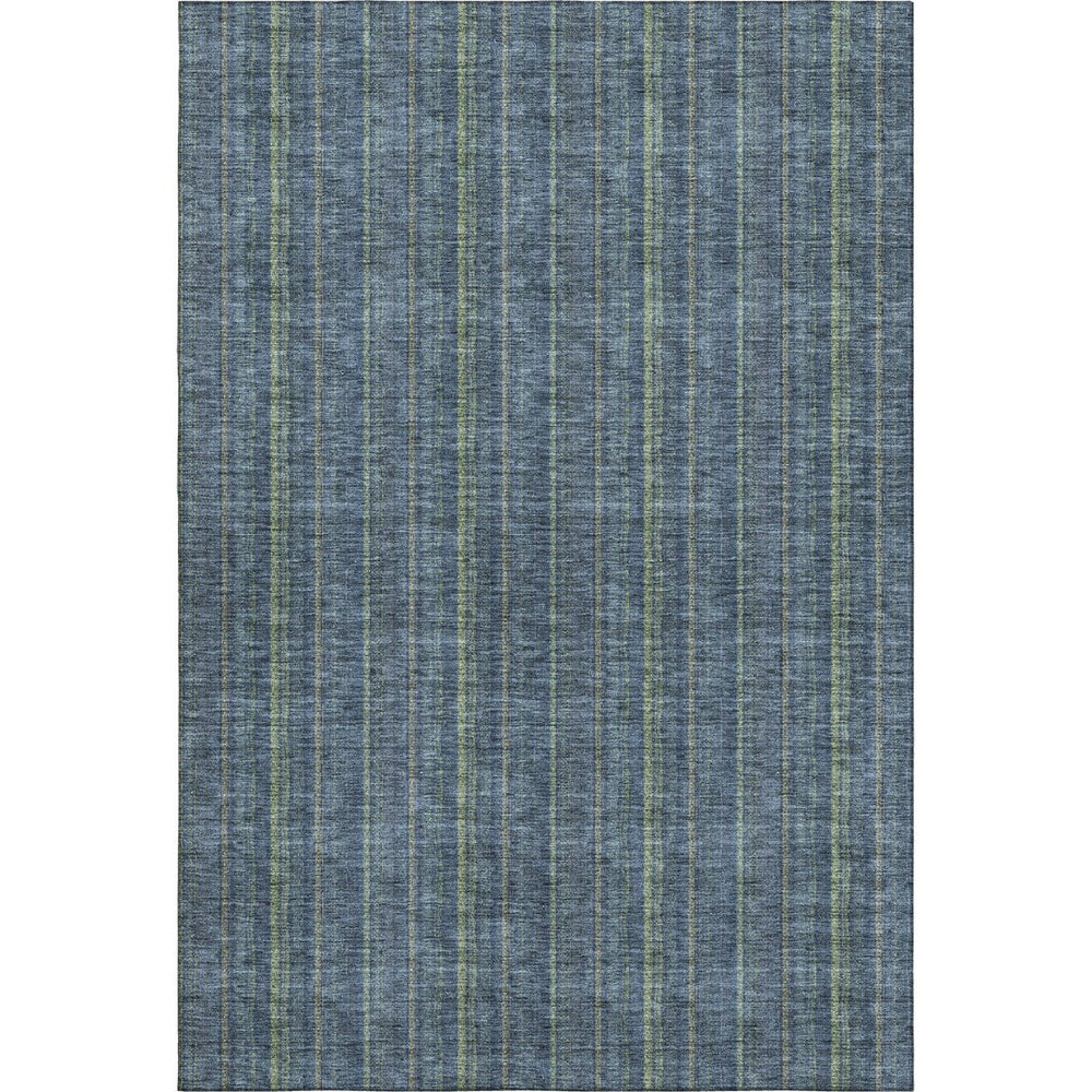 HomeRoots 10' Blue and Green Striped Washable Area Rug with UV Protection - Durable, Stylish, Easy Care for Families 677531