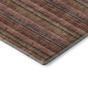 HomeRoots 8' Washable Blush Purple & Orange Striped Round Rug with UV Protection for Durable Style & Comfort 677534