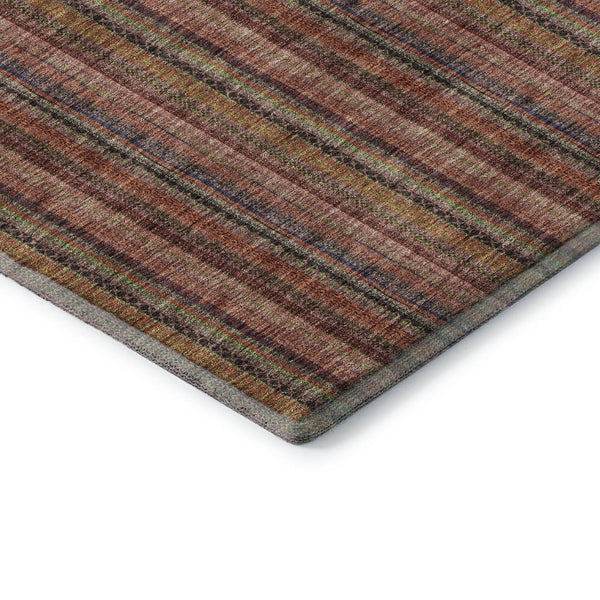 HomeRoots 8' Washable Blush Purple & Orange Striped Round Rug with UV Protection for Durable Style & Comfort 677534