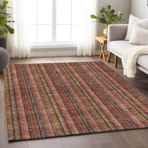 HomeRoots 10' Blush Purple & Orange Striped Washable Area Rug – UV Protected, Stain-Resistant Design for Homes 677537