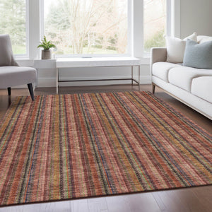 HomeRoots 10' Blush Purple & Orange Striped Washable Area Rug – UV Protected, Stain-Resistant Design for Homes 677537