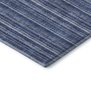 HomeRoots 5' X 8' Striped Denim Blue Area Rug - Soft, Washable, UV-Protected, Perfect for High-Traffic Spaces 677539