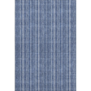 HomeRoots 8' X 10' Coastal Denim Blue & Ivory Striped Area Rug - Washable, UV Protected, Stain Resistant Design 677541
