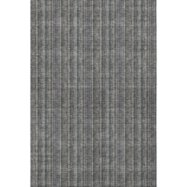 HomeRoots 5' X 8' Gray And Silver Striped Area Rug - Washable, UV Protected, Soft, Durable & Stylish for Home 677545