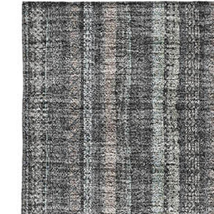 HomeRoots 8' X 10' Gray and Silver Striped Washable Area Rug with UV Protection – Stylish, Durable, and Easy Care 677547
