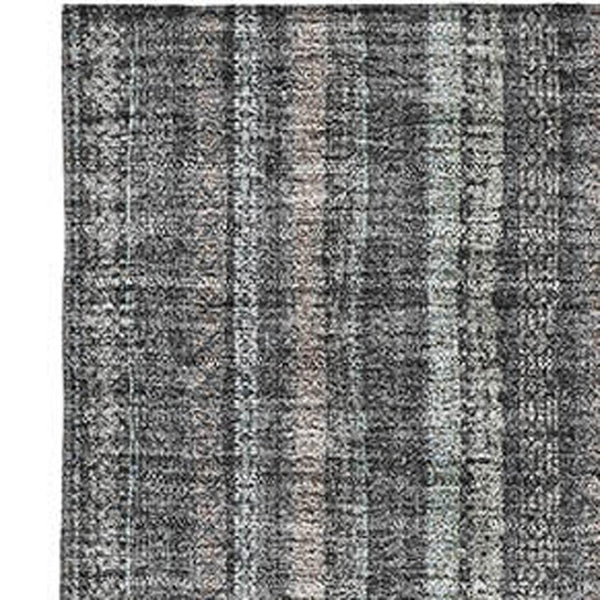HomeRoots 8' X 10' Gray and Silver Striped Washable Area Rug with UV Protection – Stylish, Durable, and Easy Care 677547