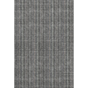 HomeRoots 9' X 12' Gray and Silver Striped Washable Area Rug - Durable, Stain Resistant, UV Protected Design 677548