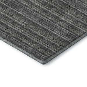HomeRoots 9' X 12' Gray and Silver Striped Washable Area Rug - Durable, Stain Resistant, UV Protected Design 677548