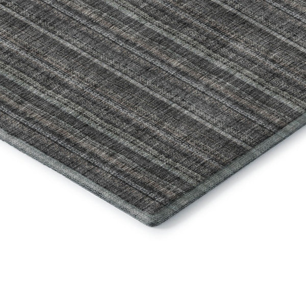 HomeRoots 9' X 12' Gray and Silver Striped Washable Area Rug - Durable, Stain Resistant, UV Protected Design 677548