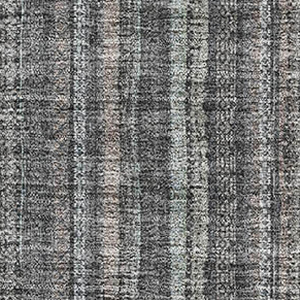 HomeRoots 9' X 12' Gray and Silver Striped Washable Area Rug - Durable, Stain Resistant, UV Protected Design 677548