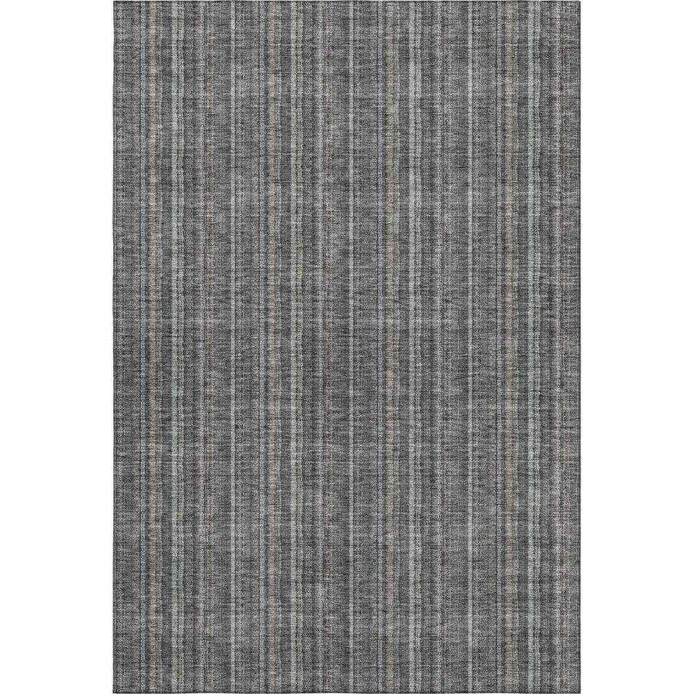 HomeRoots 10' X 14' Gray And Silver Striped Area Rug - Durable, Washable, UV Protected for Family Spaces 677549
