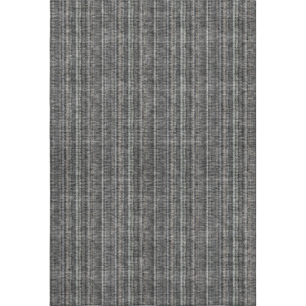 HomeRoots 10' X 14' Gray And Silver Striped Area Rug - Durable, Washable, UV Protected for Family Spaces 677549