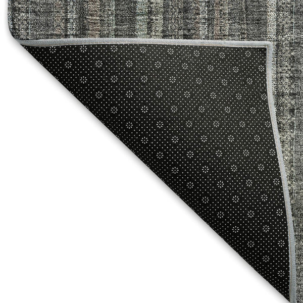 HomeRoots 10' X 14' Gray And Silver Striped Area Rug - Durable, Washable, UV Protected for Family Spaces 677549