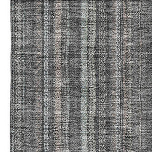HomeRoots 10' X 14' Gray And Silver Striped Area Rug - Durable, Washable, UV Protected for Family Spaces 677549