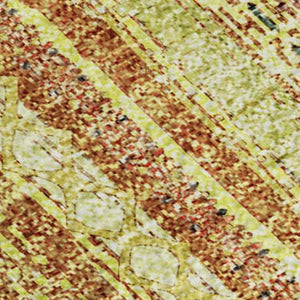 HomeRoots 8' X 10' Amber & Artichoke Green Striped Washable Area Rug - UV Protected, Stain Resistant & Stylish 677553