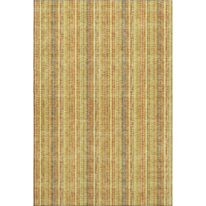 HomeRoots 9' X 12' Striped Washable Area Rug in Amber & Artichoke Green - UV Protected, Durable & Stylish! 677554