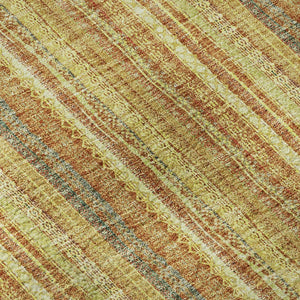 HomeRoots 9' X 12' Striped Washable Area Rug in Amber & Artichoke Green - UV Protected, Durable & Stylish! 677554