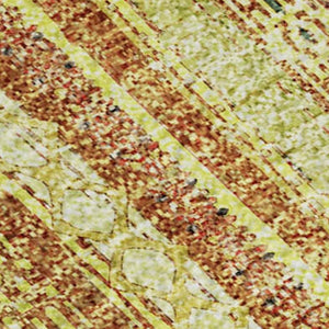 HomeRoots 9' X 12' Striped Washable Area Rug in Amber & Artichoke Green - UV Protected, Durable & Stylish! 677554