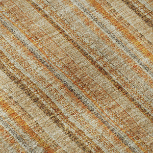 HomeRoots 9' X 12' Peach Beige & Orange Striped Area Rug - Washable, UV Protected, Stylish for Homes & Pets 677566