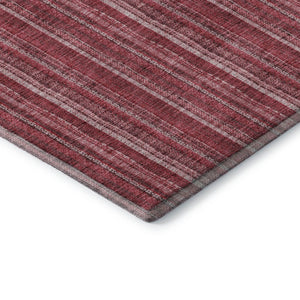 HomeRoots 8' Pink and Ivory Striped Washable Round Rug with UV Protection - Soft, Stylish, Durable Design for Homes 677570