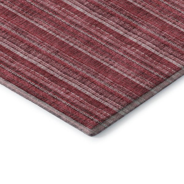 HomeRoots 8' Pink and Ivory Striped Washable Round Rug with UV Protection - Soft, Stylish, Durable Design for Homes 677570