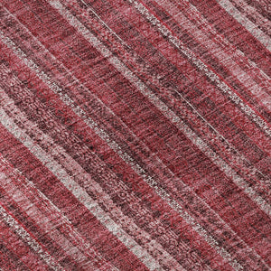 HomeRoots 8' Pink and Ivory Striped Washable Round Rug with UV Protection - Soft, Stylish, Durable Design for Homes 677570