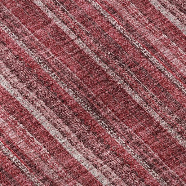HomeRoots 8' Pink and Ivory Striped Washable Round Rug with UV Protection - Soft, Stylish, Durable Design for Homes 677570