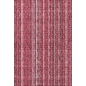 HomeRoots 8' X 10' Pink and Ivory Striped Washable Area Rug - UV Protected, Durable, Stain Resistant for Homes 677571