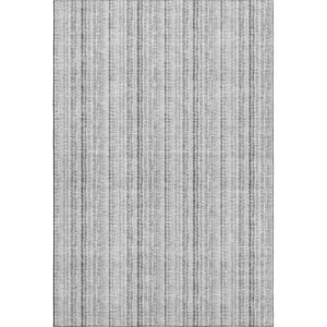 HomeRoots 5' X 8' Silver And Gray Striped Area Rug – Durable, Washable, UV-Protected for Stylish Living Spaces 677575