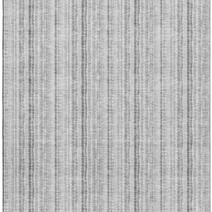 HomeRoots 5' X 8' Silver And Gray Striped Area Rug – Durable, Washable, UV-Protected for Stylish Living Spaces 677575