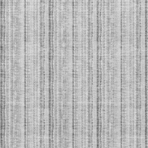 HomeRoots 10' X 14' Chic Silver and Gray Striped Washable Area Rug – UV Protected, Stain-Resistant Elegance 677579