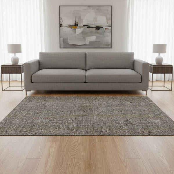 HomeRoots 5' X 8' Taupe and Olive Green Striped Area Rug – Washable, UV Protected, Stylish for Any Space! 677581