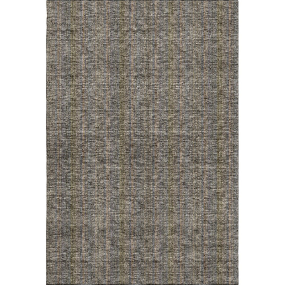 HomeRoots 5' X 8' Taupe and Olive Green Striped Area Rug – Washable, UV Protected, Stylish for Any Space! 677581