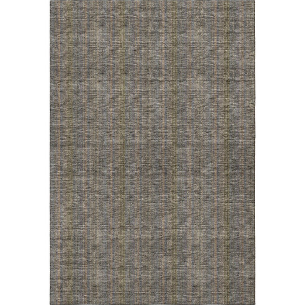 HomeRoots 8' X 10' Stylish Taupe & Olive Green Striped Area Rug – Washable, UV-Protected for Busy Homes! 677583