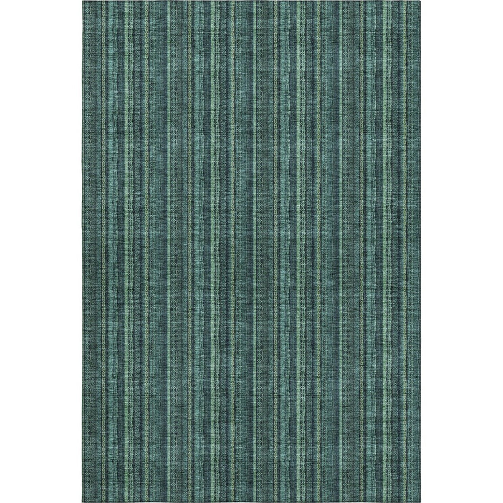 HomeRoots 5' X 8' Coastal Teal & Mint Green Striped Washable Area Rug with UV Protection & Stain Resistance 677587