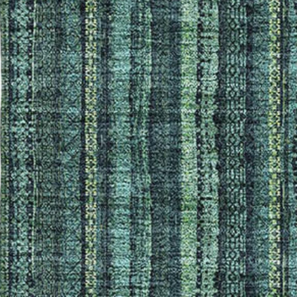 HomeRoots 5' X 8' Coastal Teal & Mint Green Striped Washable Area Rug with UV Protection & Stain Resistance 677587
