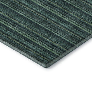 HomeRoots 8' Stylish Teal and Mint Green Striped Washable Round Rug with UV Protection for Indoor & Outdoor Use 677588