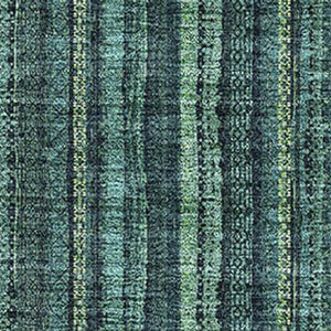 HomeRoots 8' X 10' Teal & Mint Green Striped Area Rug - Washable, UV Resistant, Perfect for High-Traffic Areas 677589