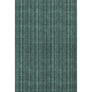 HomeRoots 9' X 12' Teal and Mint Green Striped Area Rug - Durable, Washable with UV Protection for High-Traffic Spaces 677590