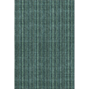 HomeRoots 10' X 14' Teal And Mint Green Striped Area Rug - Washable, UV Protection, Perfect for Busy Homes! 677591