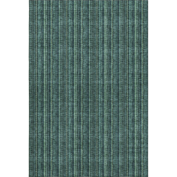 HomeRoots 10' X 14' Teal And Mint Green Striped Area Rug - Washable, UV Protection, Perfect for Busy Homes! 677591