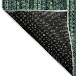 HomeRoots 10' X 14' Teal And Mint Green Striped Area Rug - Washable, UV Protection, Perfect for Busy Homes! 677591