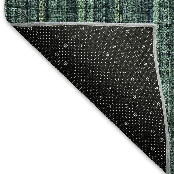 HomeRoots 10' X 14' Teal And Mint Green Striped Area Rug - Washable, UV Protection, Perfect for Busy Homes! 677591