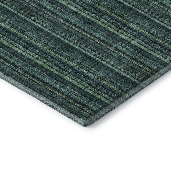 HomeRoots 10' X 14' Teal And Mint Green Striped Area Rug - Washable, UV Protection, Perfect for Busy Homes! 677591
