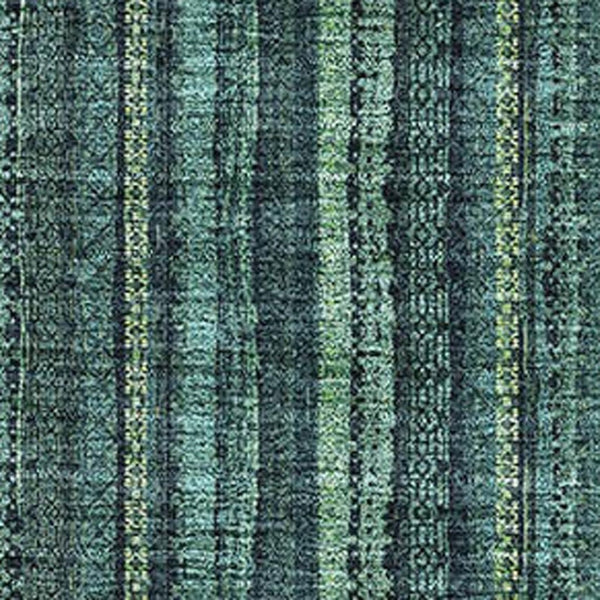 HomeRoots 10' X 14' Teal And Mint Green Striped Area Rug - Washable, UV Protection, Perfect for Busy Homes! 677591