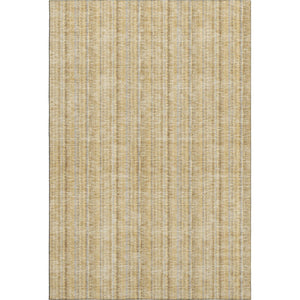 HomeRoots 5' X 8' Washable Wheat Gray and Gold Striped Area Rug - Durable, Stain Resistant, UV Protected Style! 677593